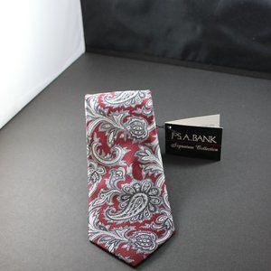Jos. A. Bank Silk Tie NWT Signature Collection Red Paisley 3.5" Wide 59" Long